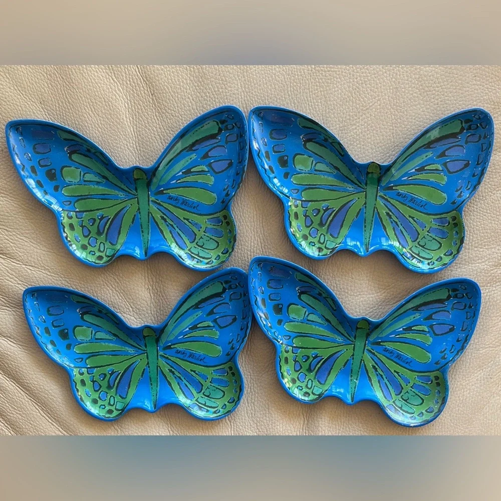 ANDY WARHOL Butterfly Melamine Plates By Presidio Objects Set of 4
